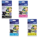 Brand New Original Brother LC-75 Ink / Inkjet Cartridge Set - High Yield - Black Cyan Yellow Magenta