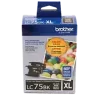 Brand New Original Brother LC-75BK Ink / Inkjet Cartridge - High Yield - Pack of 2 - Black