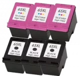 HP DT-65XL Combo Set Eco-Saver Ink Cartridge 6PK Combo High Yield  (The 1st Cartridge in the Printhead Already) IMPORTANT!! Please DON'T upgrade any printer firmware to avoid chip issues.